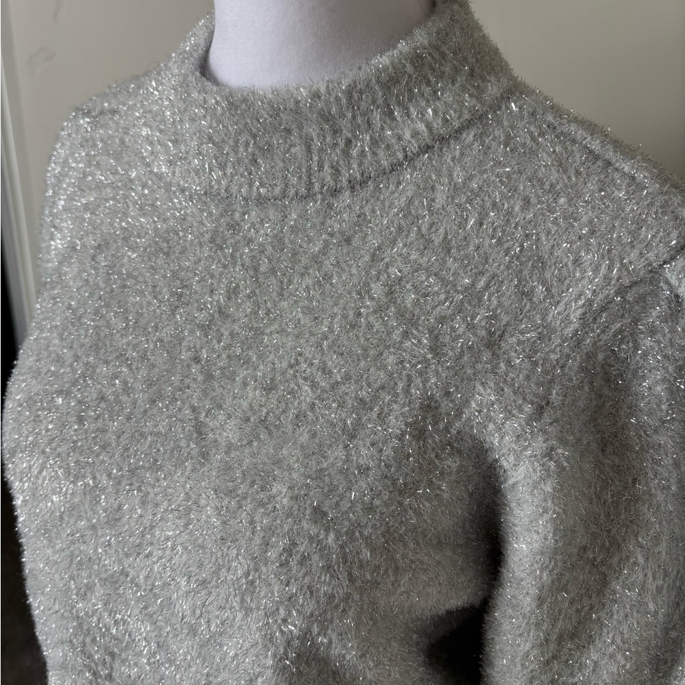 White House Black Market Silver Tinsel Sweater - Picture 6 of 13